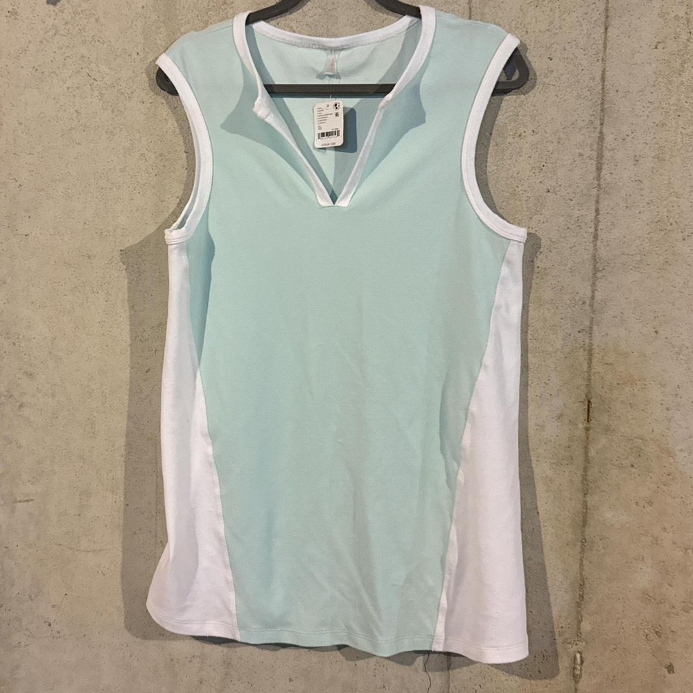 NWT Free People Movement white + light teal sleeveless mini dress